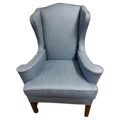 Retro Traditional Blue Upholstered Wingback Chair
