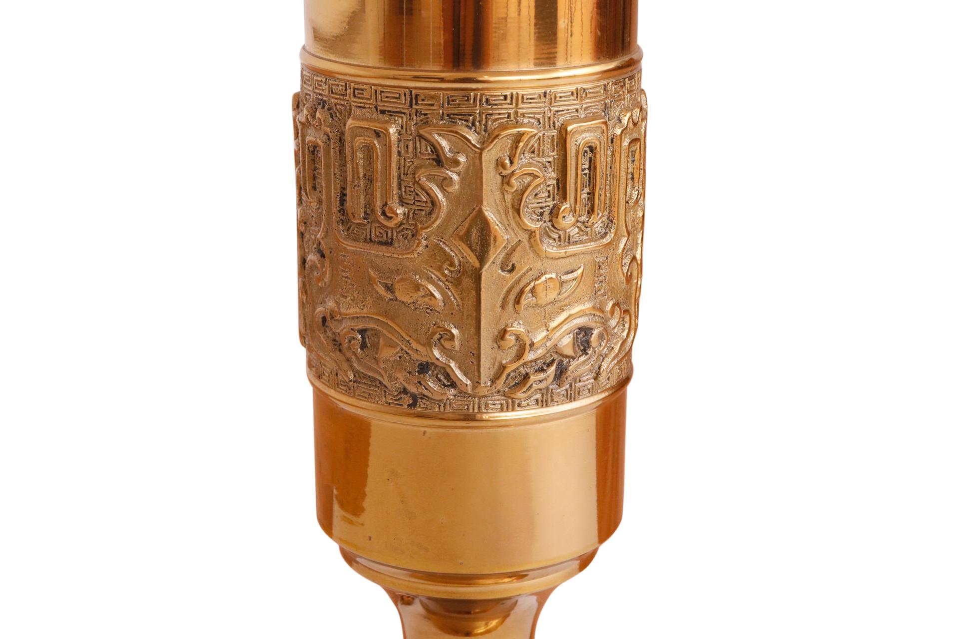 Bohemian Traditional Brass Candlestick Table Lamp For Sale