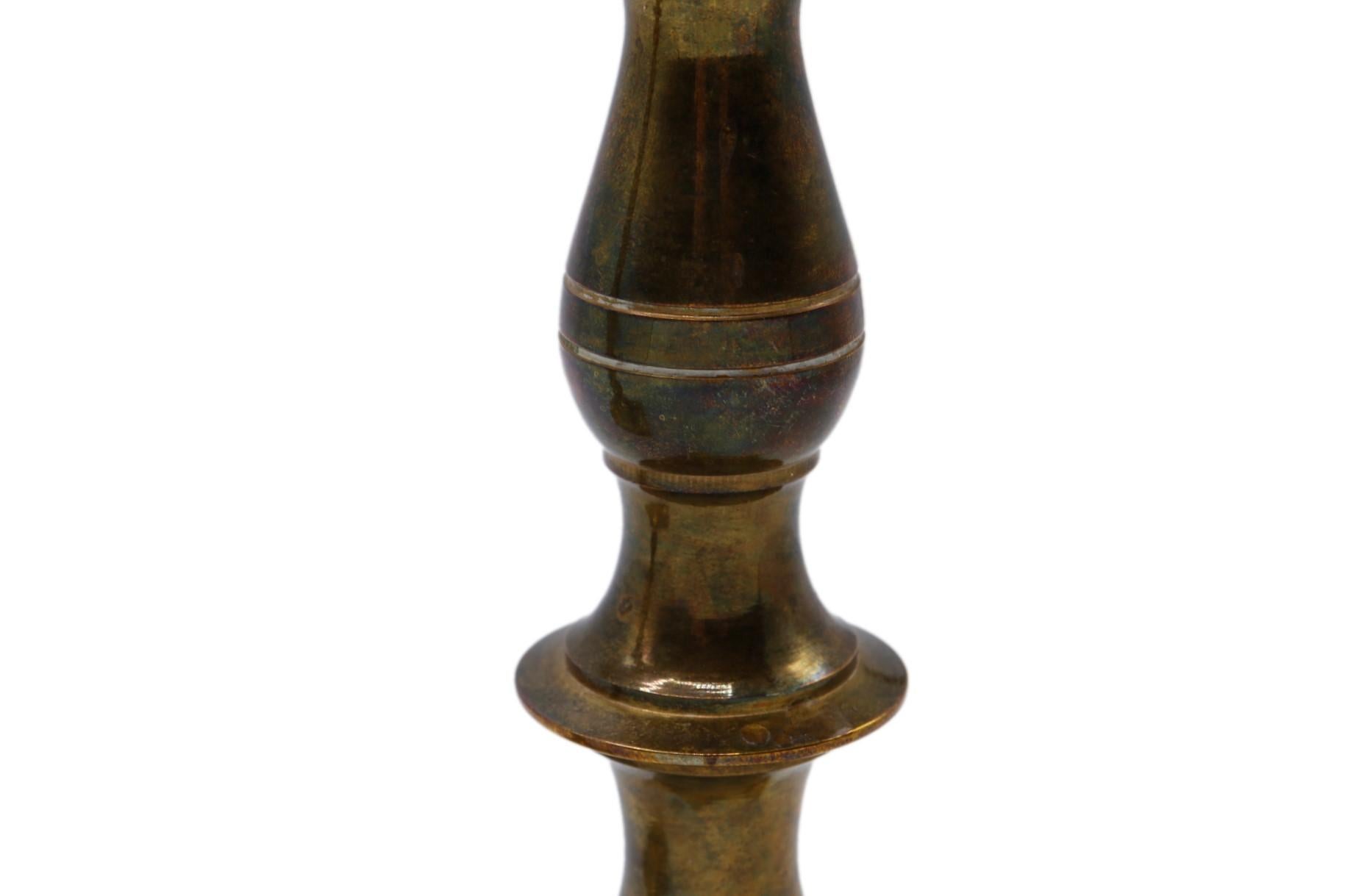 20th Century Traditional Brass Candlesticks, a Pair