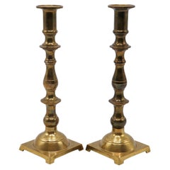 Traditional Brass Candlesticks, a Pair
