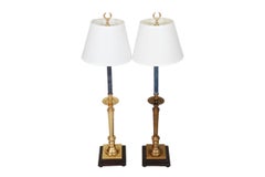 Traditional Brass Table Lamps, a Pair