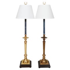 Traditional Brass Table Lamps, a Pair