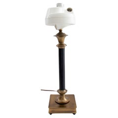 Vintage Traditional Brass & Vegan Leather Table Lamp