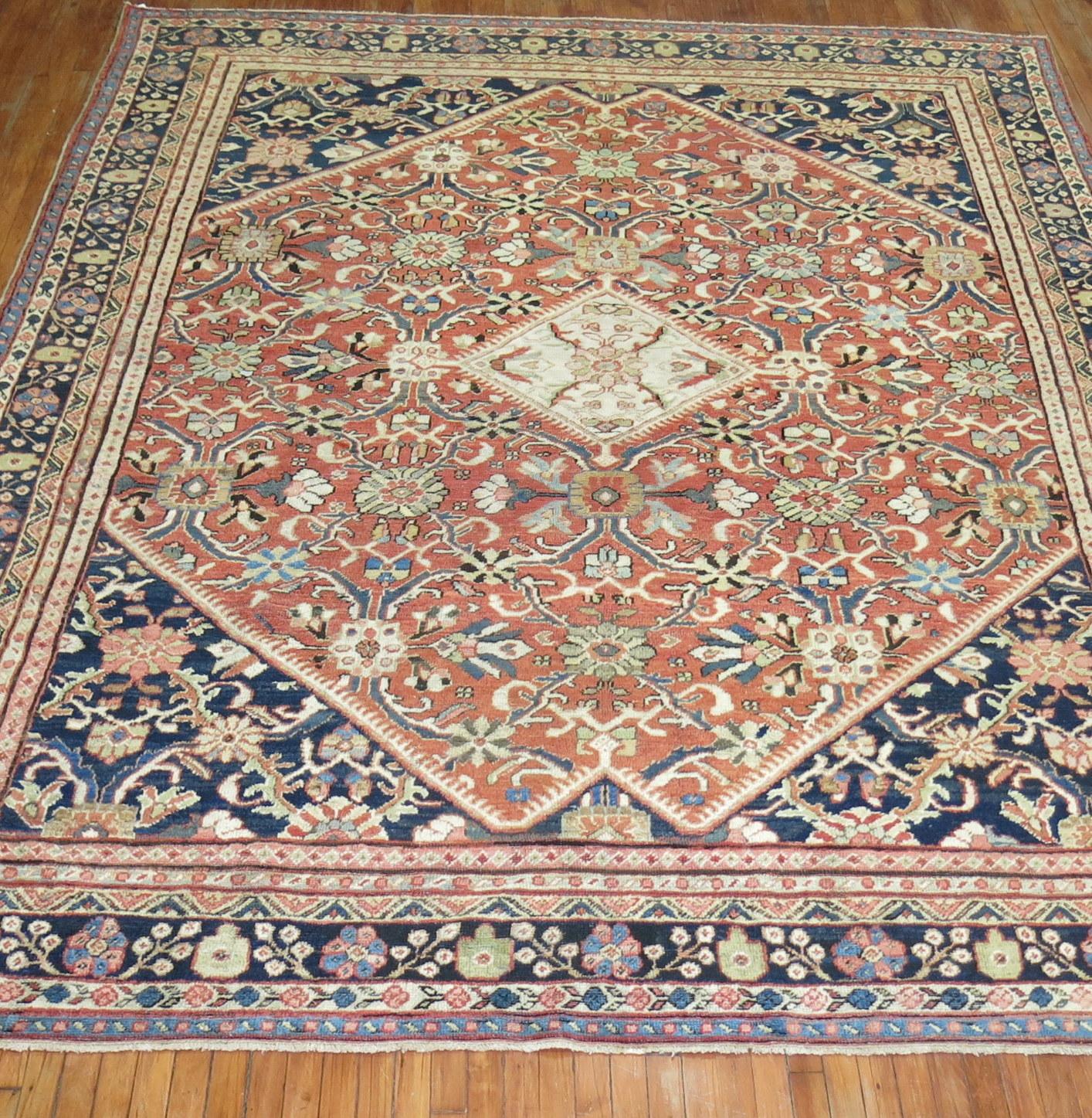 Traditional Brick Color Room Size Persian Mahal Rug For Sale 4