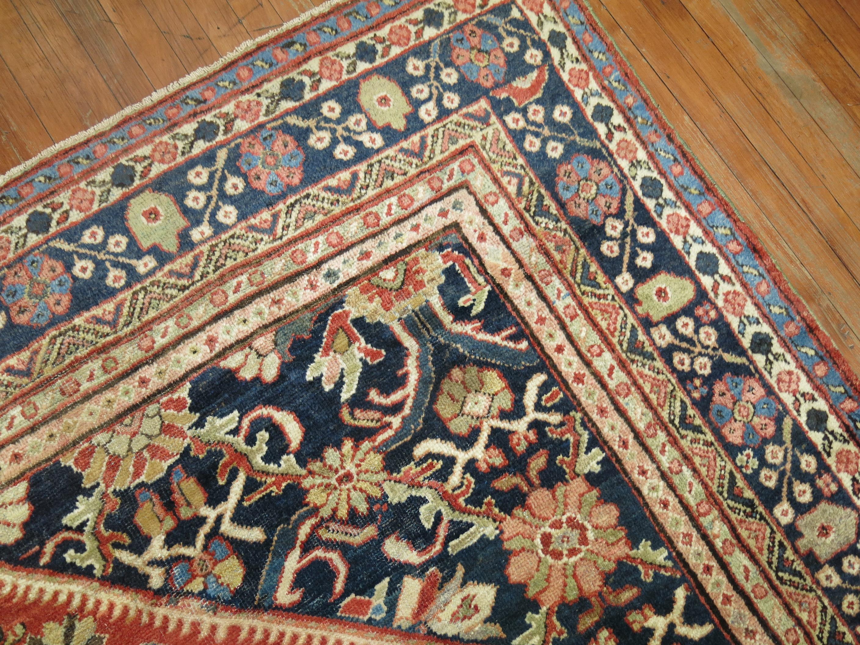Wool Traditional Brick Color Room Size Persian Mahal Rug For Sale