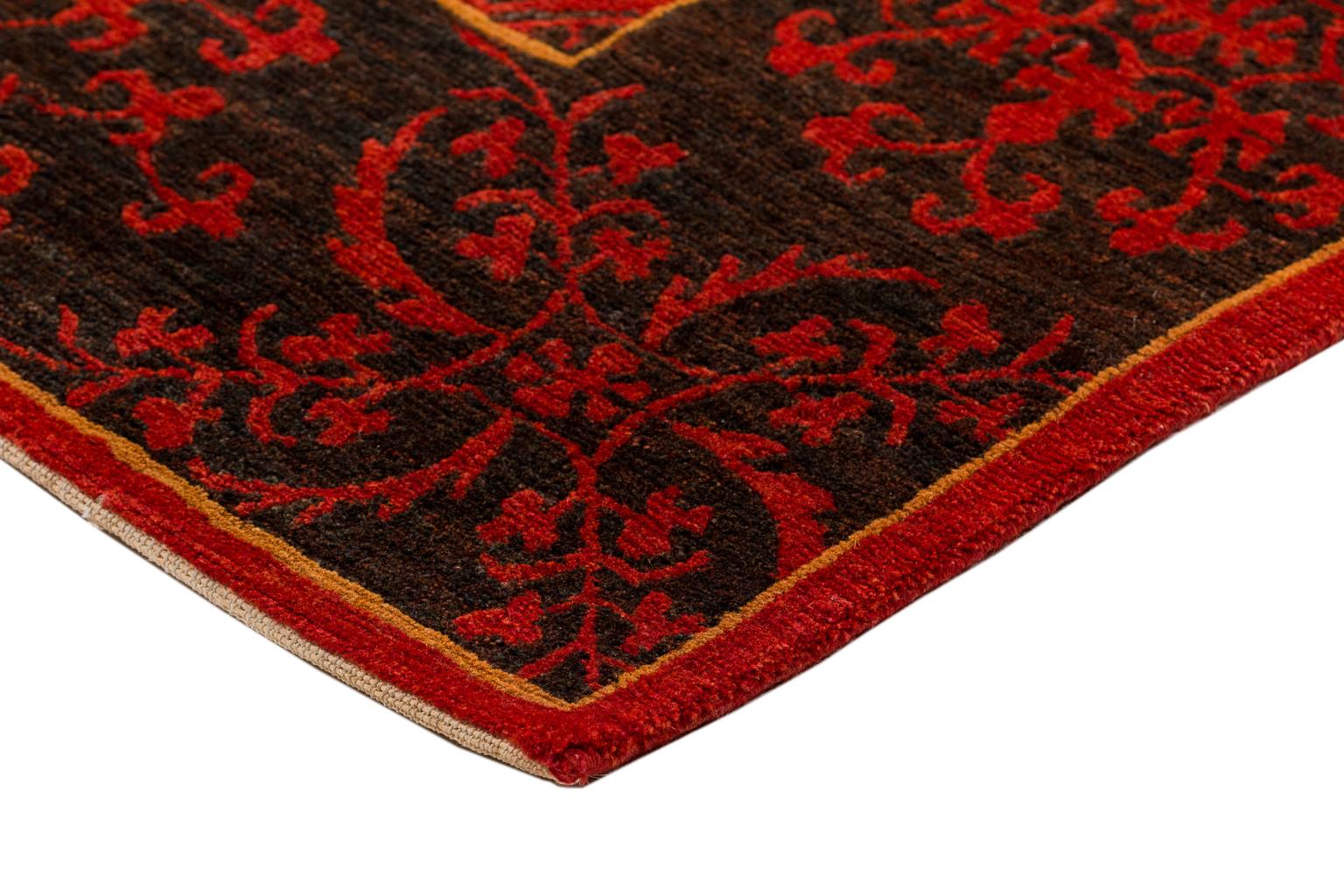 Nepalese Traditional Brown and Red Runner For Sale