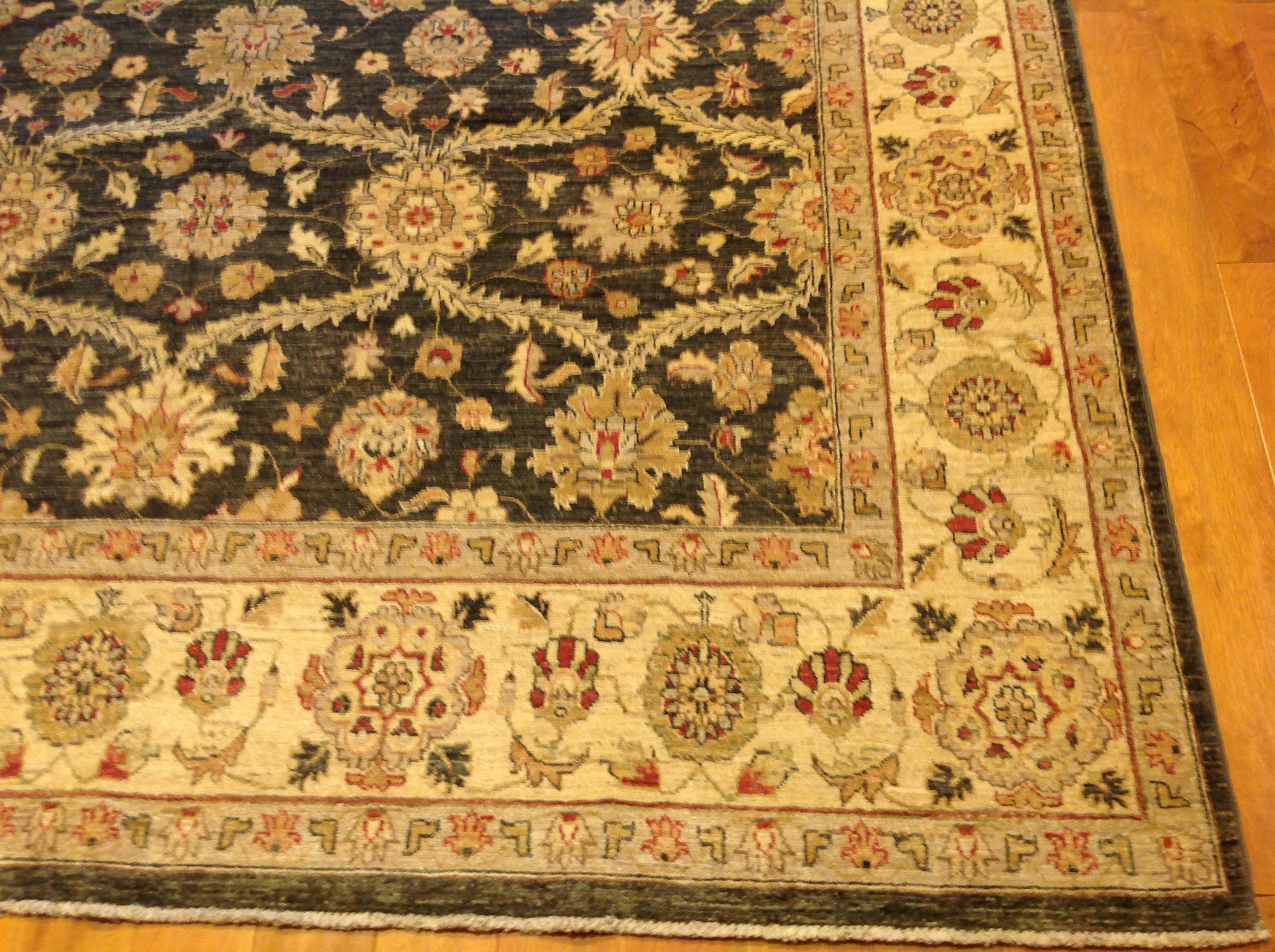 Wool Traditional Brown Floral Pakistani Rug For Sale