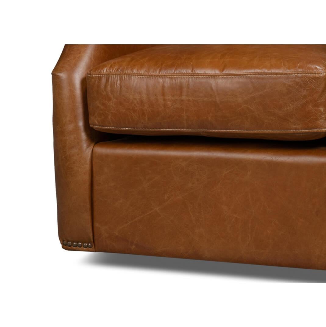 Chaise pivotante traditionnelle en cuir Brown en vente 4