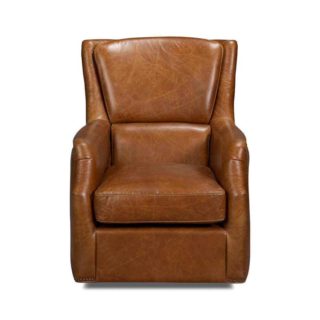 This classic chair is upholstered in our vintage Cuba Brown leather and crafted with pure Aniline top-grade leather.

Dimensions: 31