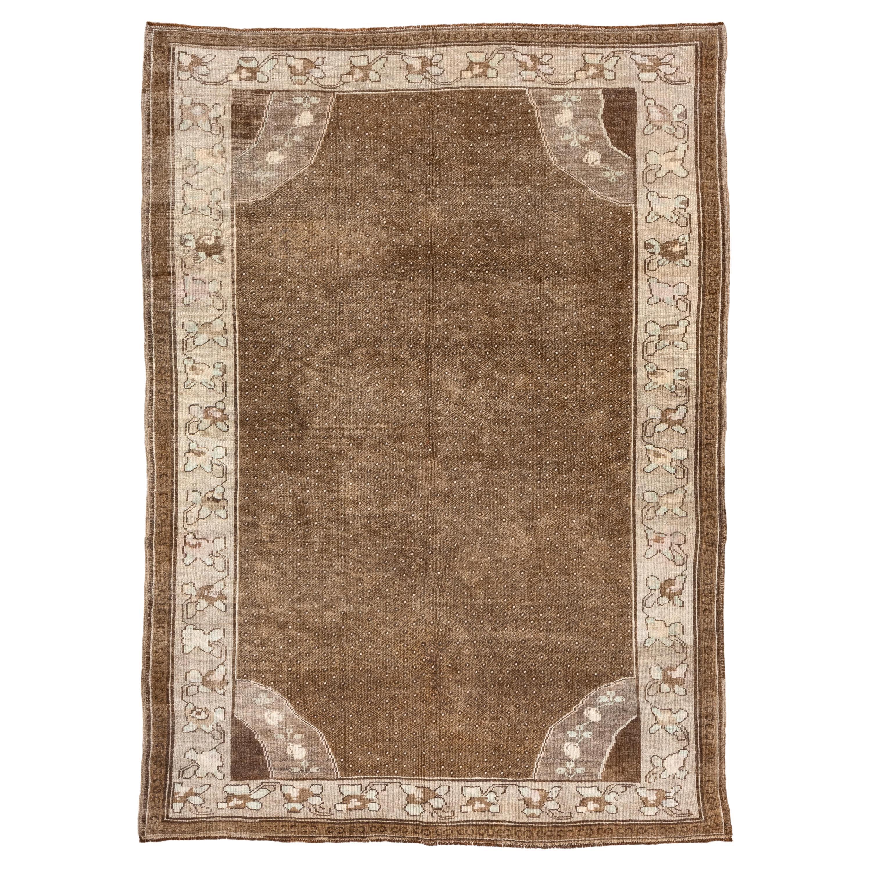 Traditional Brown Turkish Rug with Light Fade For Sale