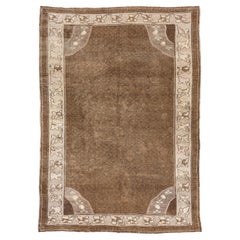 Vintage Traditional Brown Turkish Rug with Light Fade