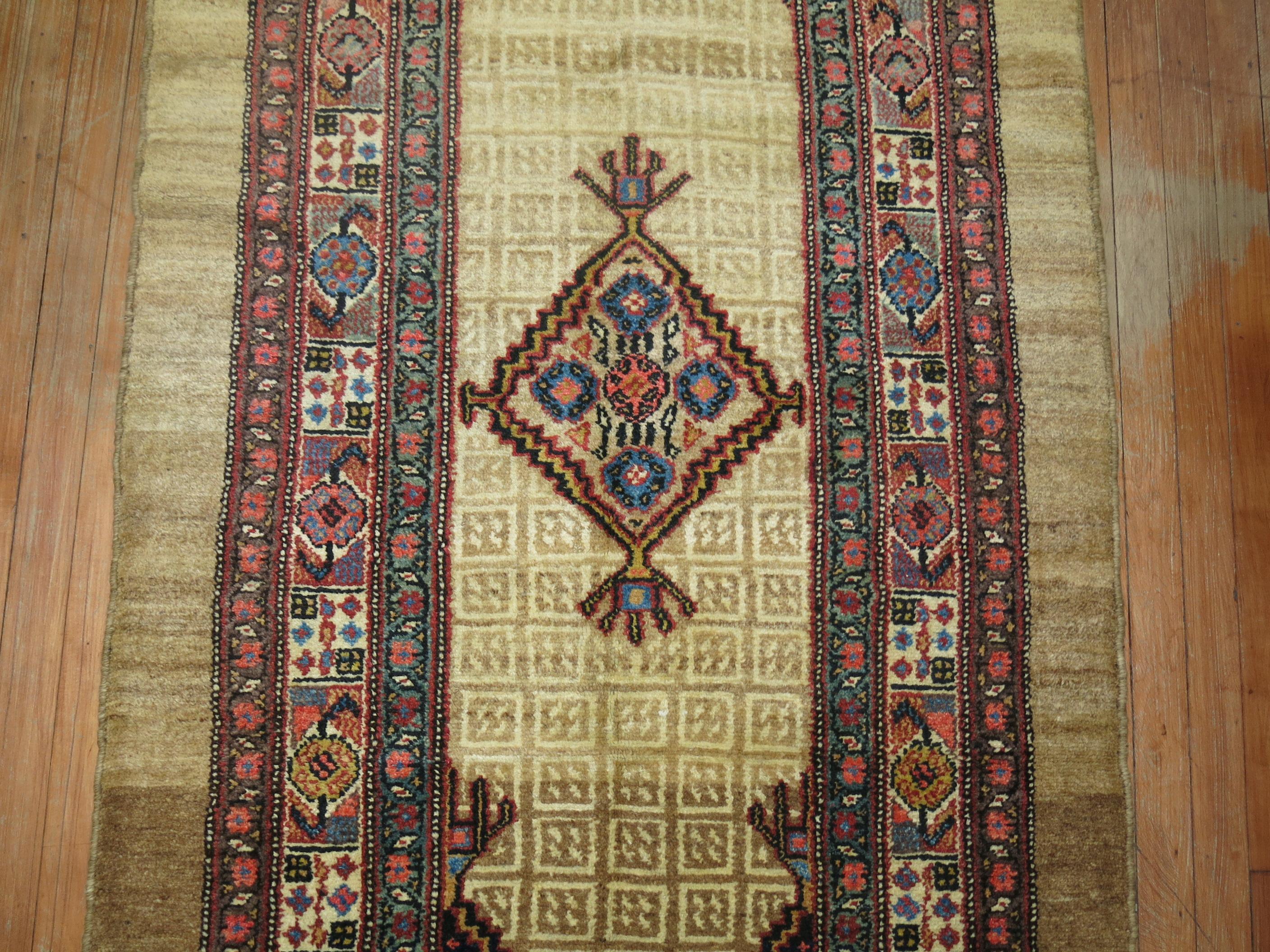 Traditional Camel Persian Serab Runner In Good Condition For Sale In New York, NY