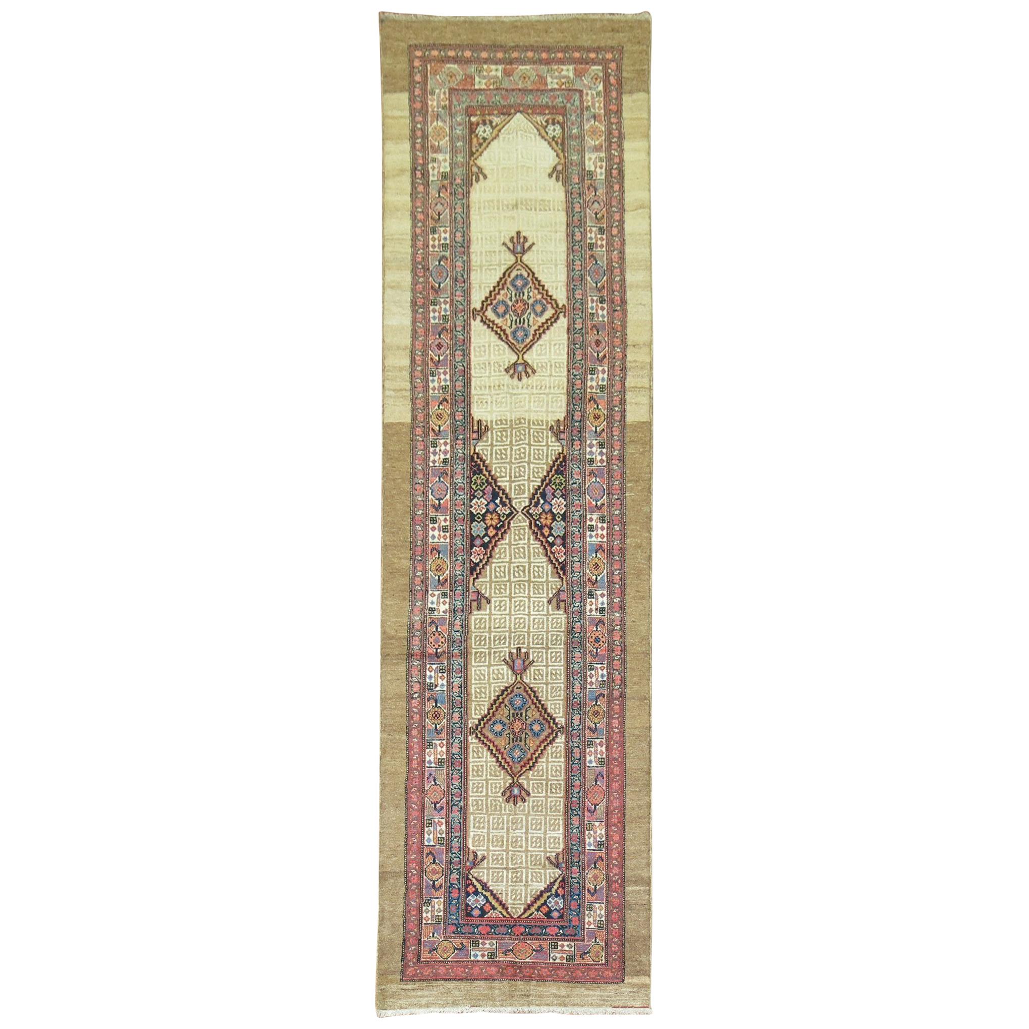 Tapis de couloir traditionnel persan Serab camel