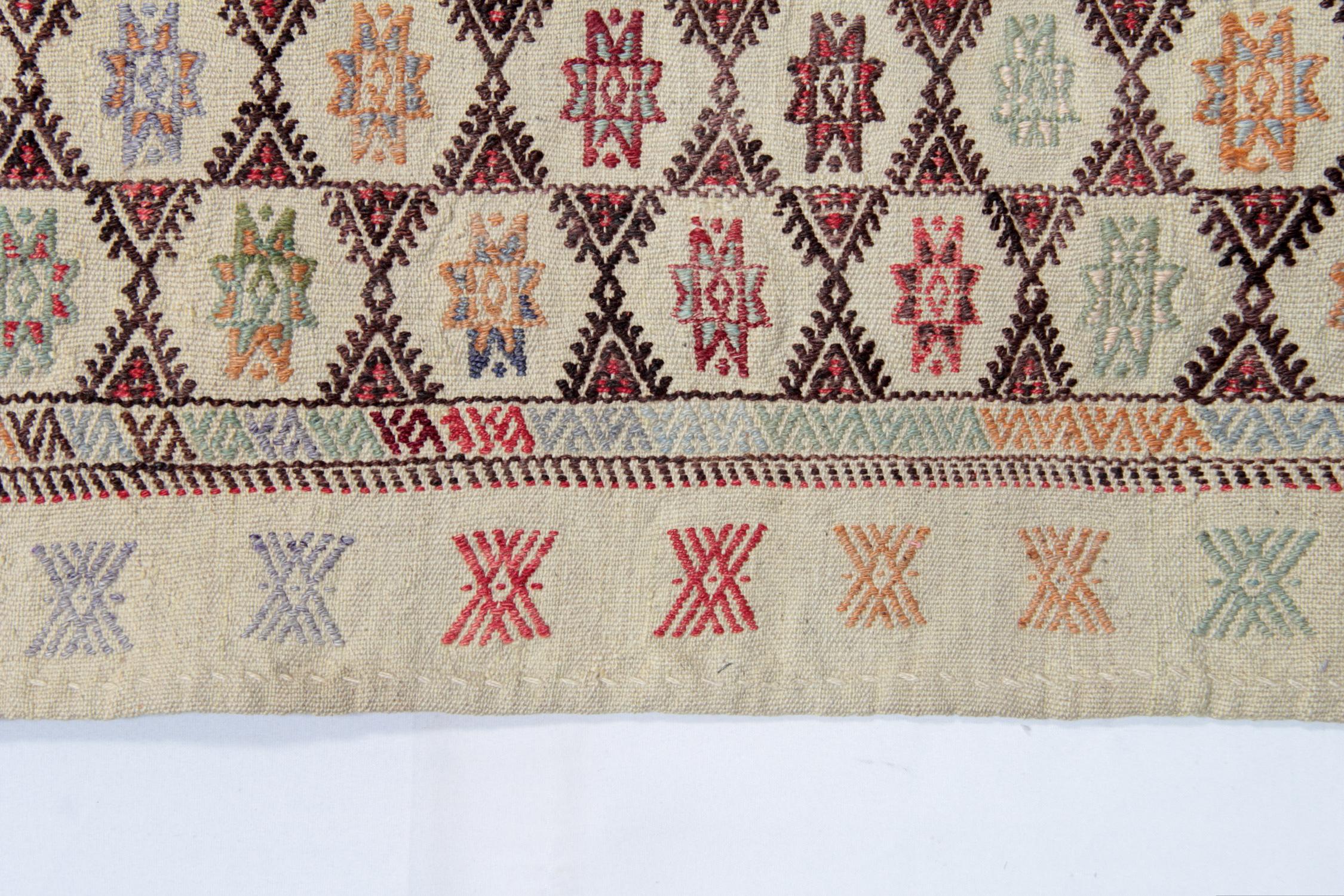 Mid-Century Modern Traditional Carpet Antique Rug Turkish Kilim Rug Handwoven Area Rug For Sale