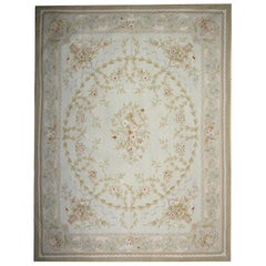 Traditional Carpet Aubusson Style Area Rug Handwoven Wool Needlepoint