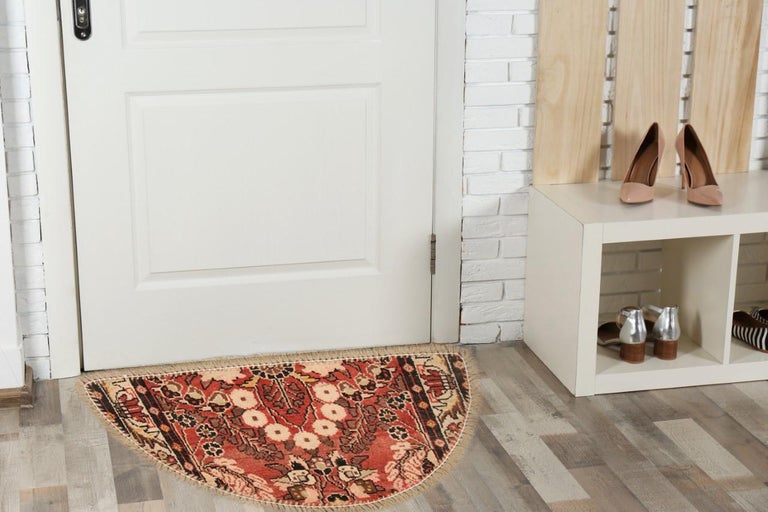 Traditional Carpet Door Mat, Refurbish Handmade Rug Wool Entrance Way