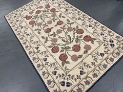 Traditional Carpet Floral Aubusson Rug Handwoven Wool Needlepoint Rug Home Decor