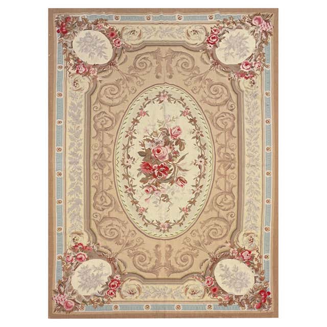 Vintage French Aubusson Rug with Romantic Rococo Style For Sale at ...