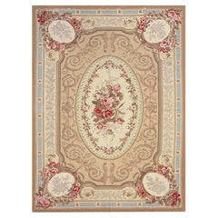 Retro Traditional Carpet French Aubusson Style Area Rug Handwoven Wool Rug Needlepoint