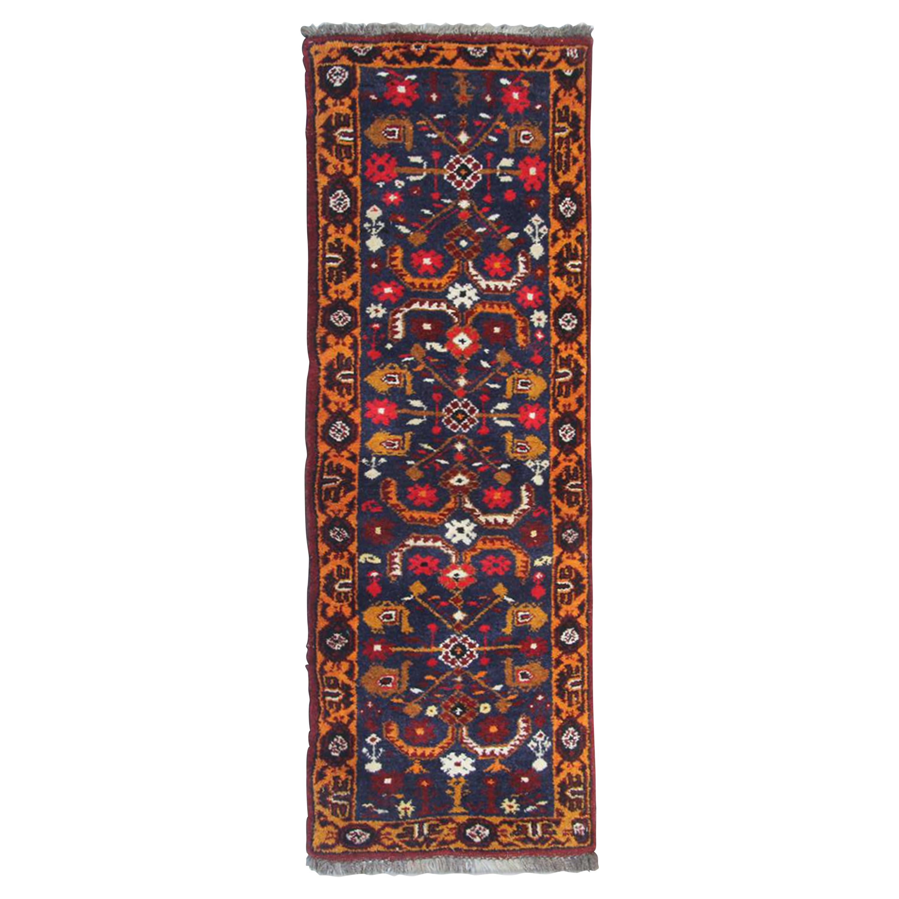 Traditional Carpet Handmade Oriental Runner Rug Long Wool Blue Rug For Sale