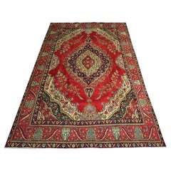 Retro Traditional Carpet Handwoven Wool Rug Large Floral Red Living Room Rug