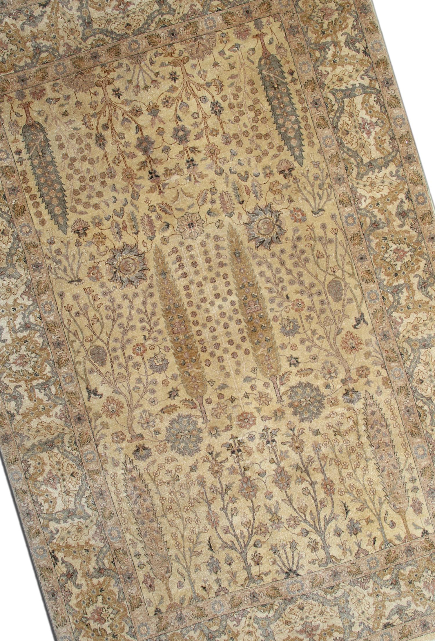 Traditioneller traditioneller Teppich aus Wolle, handgefertigt, orientalischer beiger Teppich (Afghanisch) im Angebot