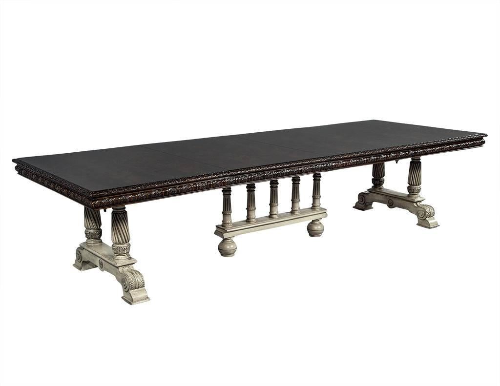 Traditional Carved Flame Mahogany Dining Table 4