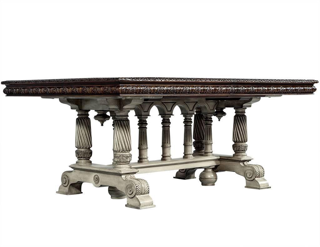Traditional Carved Flame Mahogany Dining Table 5