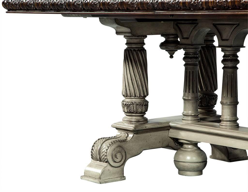 Traditional Carved Flame Mahogany Dining Table 7