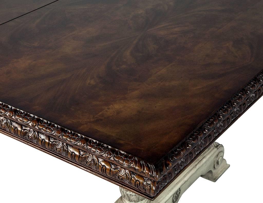 Traditional Carved Flame Mahogany Dining Table 8