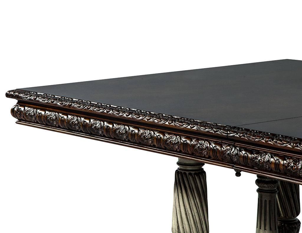 Traditional Carved Flame Mahogany Dining Table 11