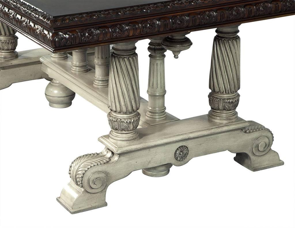 Traditional Carved Flame Mahogany Dining Table 12