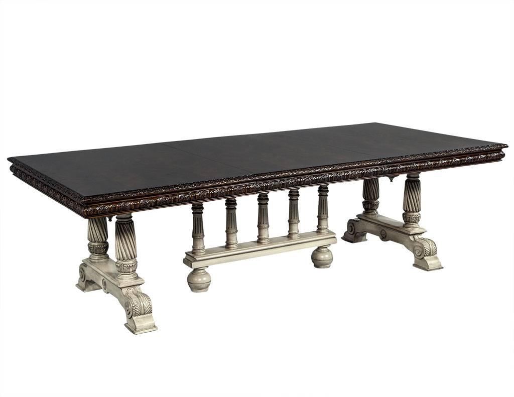 Late 20th Century Traditional Carved Flame Mahogany Dining Table