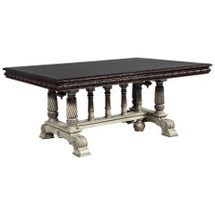 Traditional Carved Flame Mahogany Dining Table