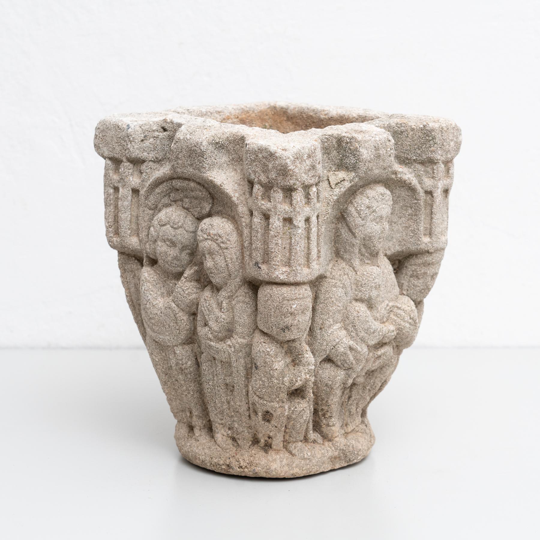 Traditional Carved Stone Planter, circa 1960 4