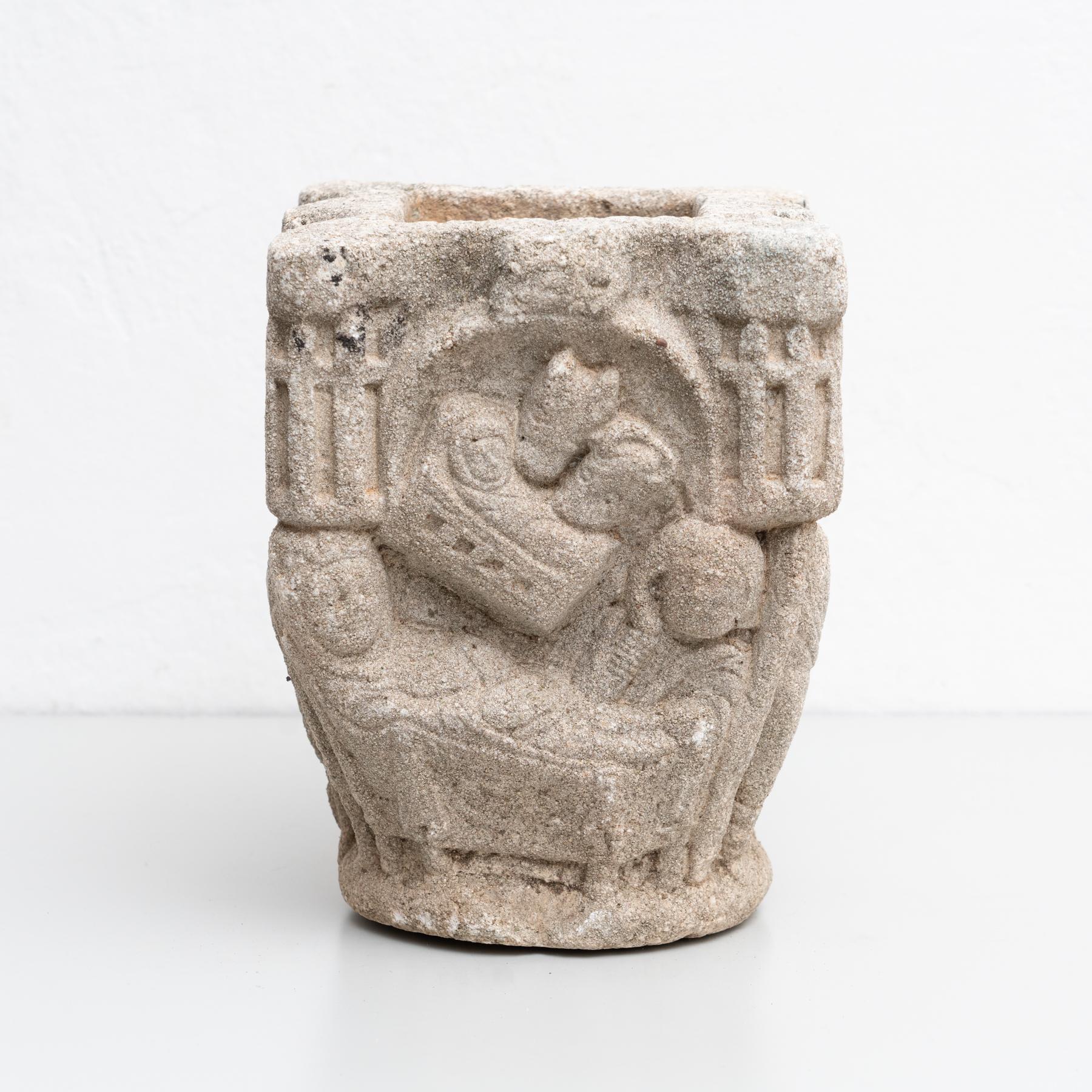 Traditional Carved Stone Planter, circa 1960 6