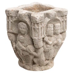 Used Traditional Carved Stone Planter, circa 1960