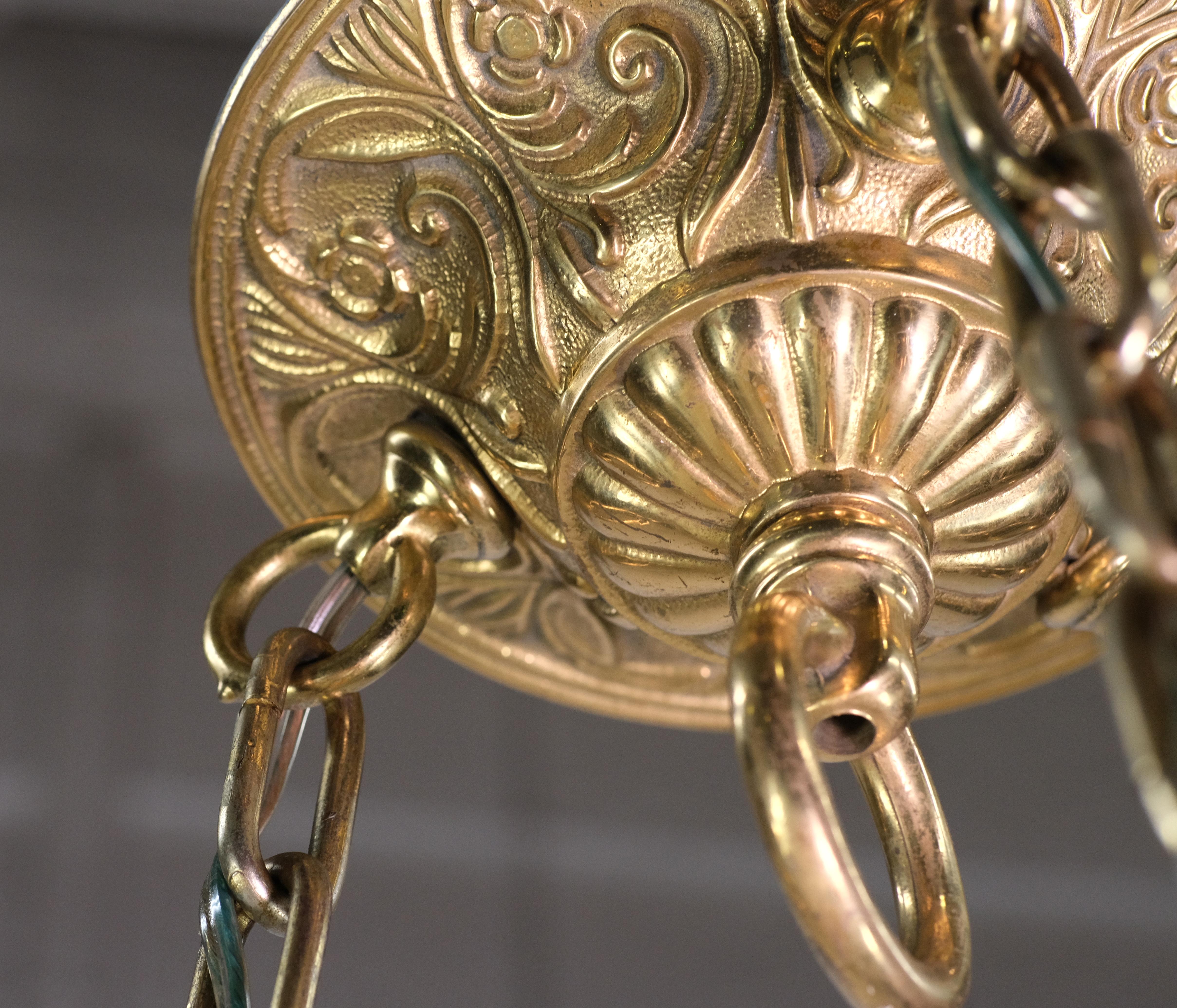 Traditional Cast Bronze Egg & Dart Dish Pendant Light In Good Condition For Sale In New York, NY