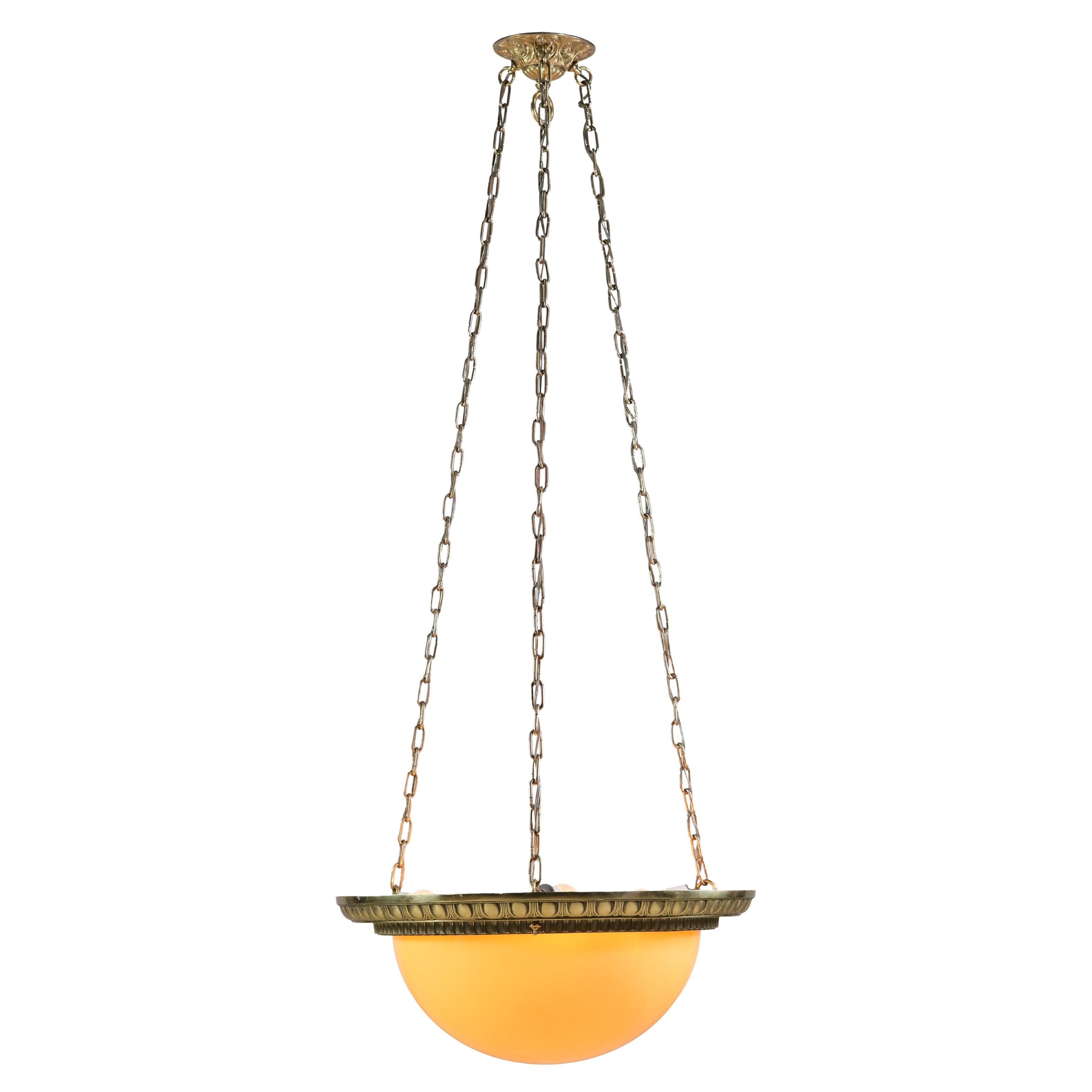 Lampe à suspension traditionnelle Egg & Dart Dish en bronze moulé