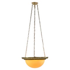 Lampe à suspension traditionnelle Egg & Dart Dish en bronze moulé