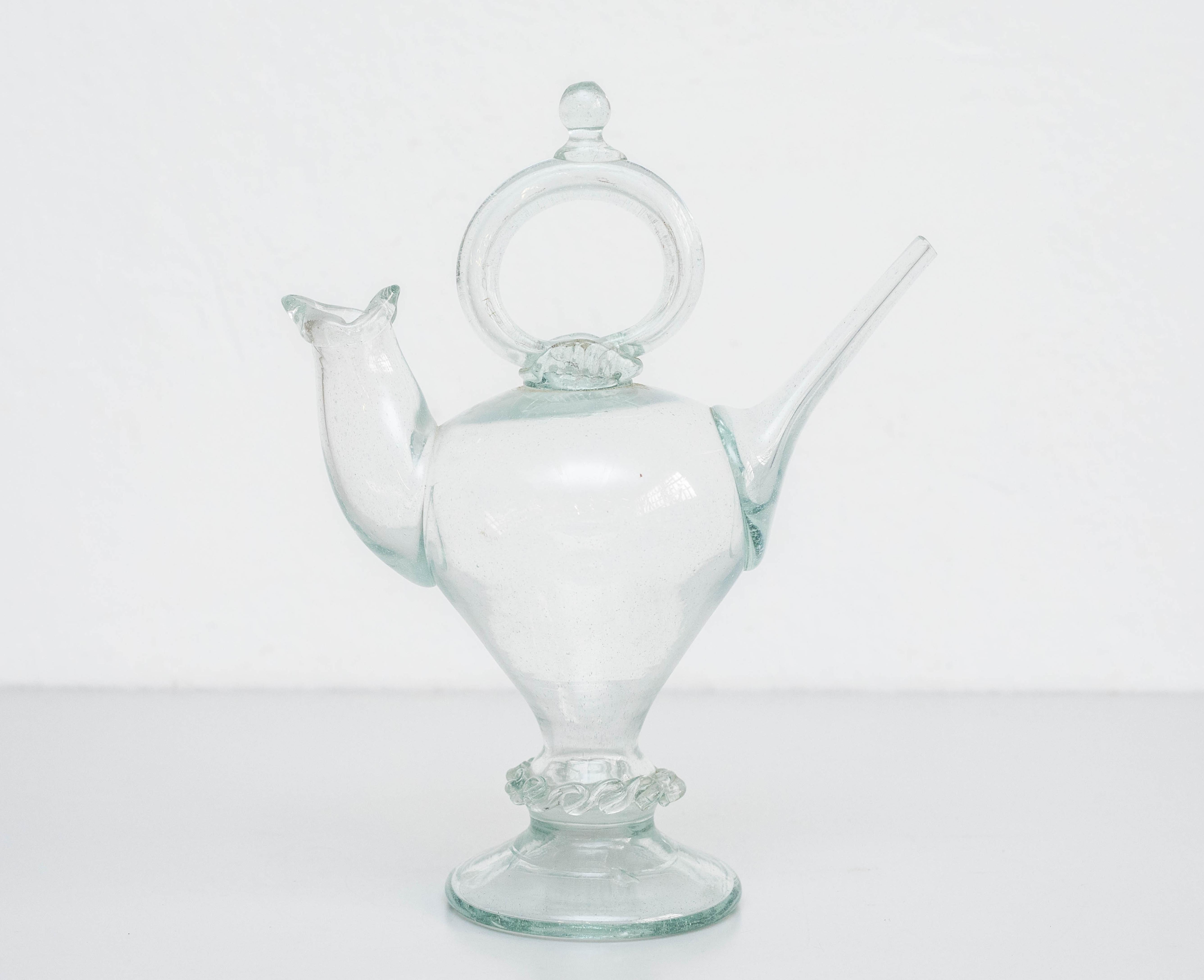 Traditionelle katalanische Vase aus geblasenem Glas, um 1930 im Angebot 7