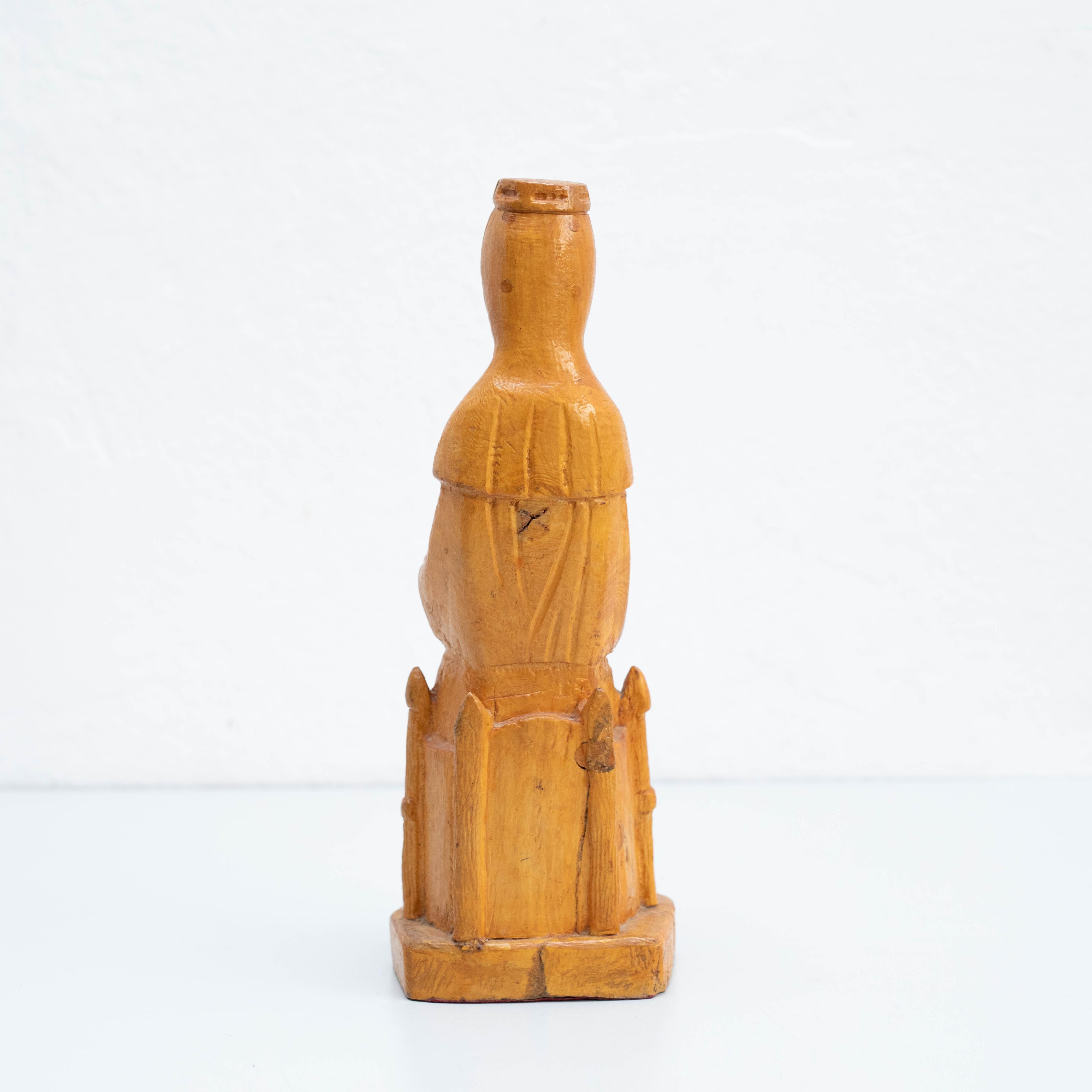 Traditionelle spanische religiöse katholische Jungfrau „La Moreneta“ aus Holzskulptur (Spanisch) im Angebot