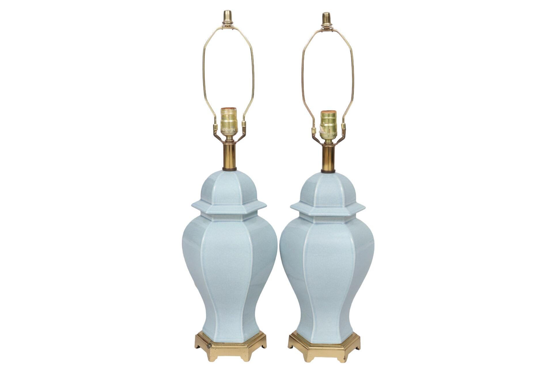 Traditional Ceramic Table Lamps - a Pair In Good Condition In Bradenton, FL