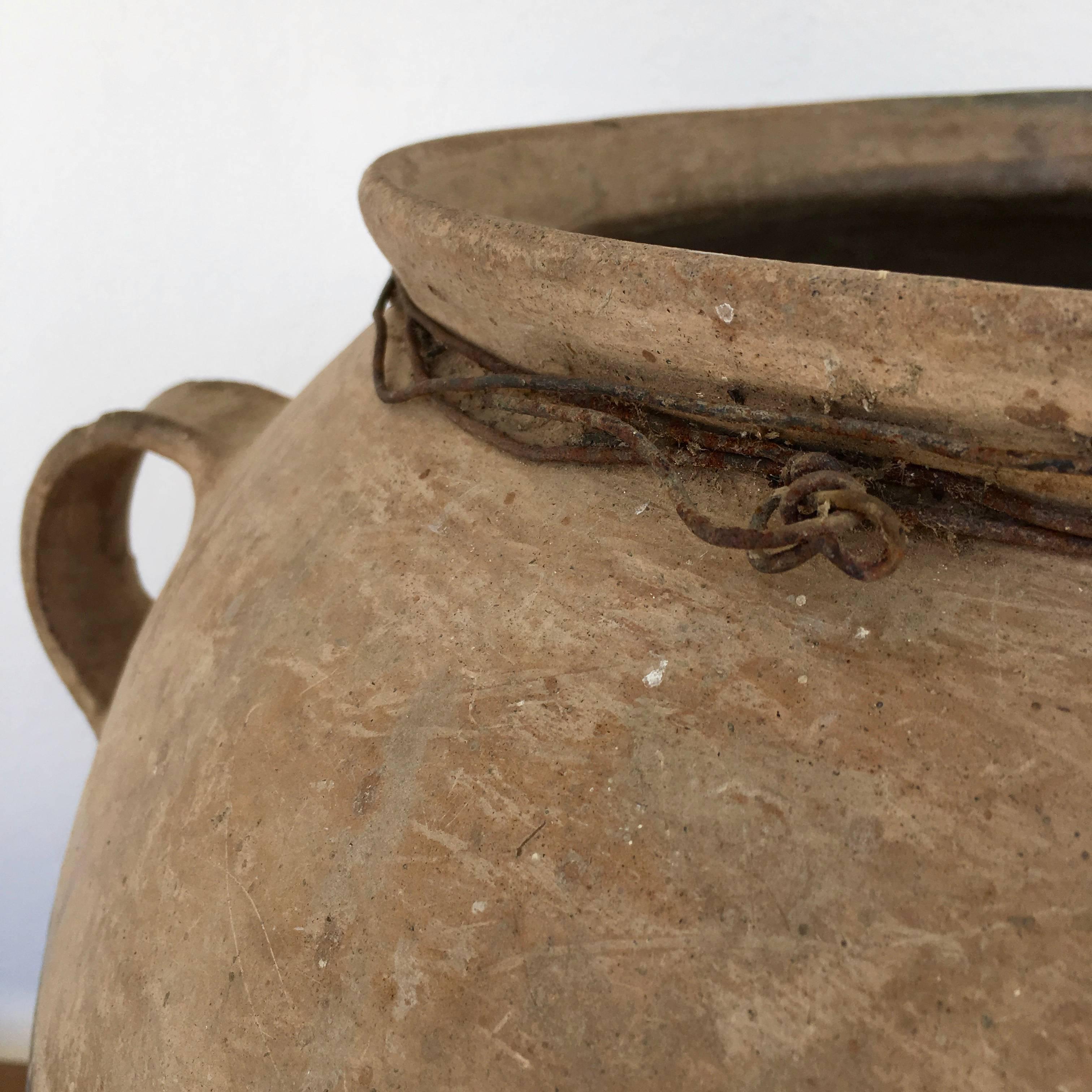 Rustic Traditional Ceramic Water Pot from the Puebla Highlands of Mexico