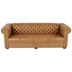 Vintage Traditional Chesterfield Tufted Leather Sofa