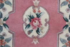 Tapis traditionnel chinois, tapis en laine rose tissé à la main