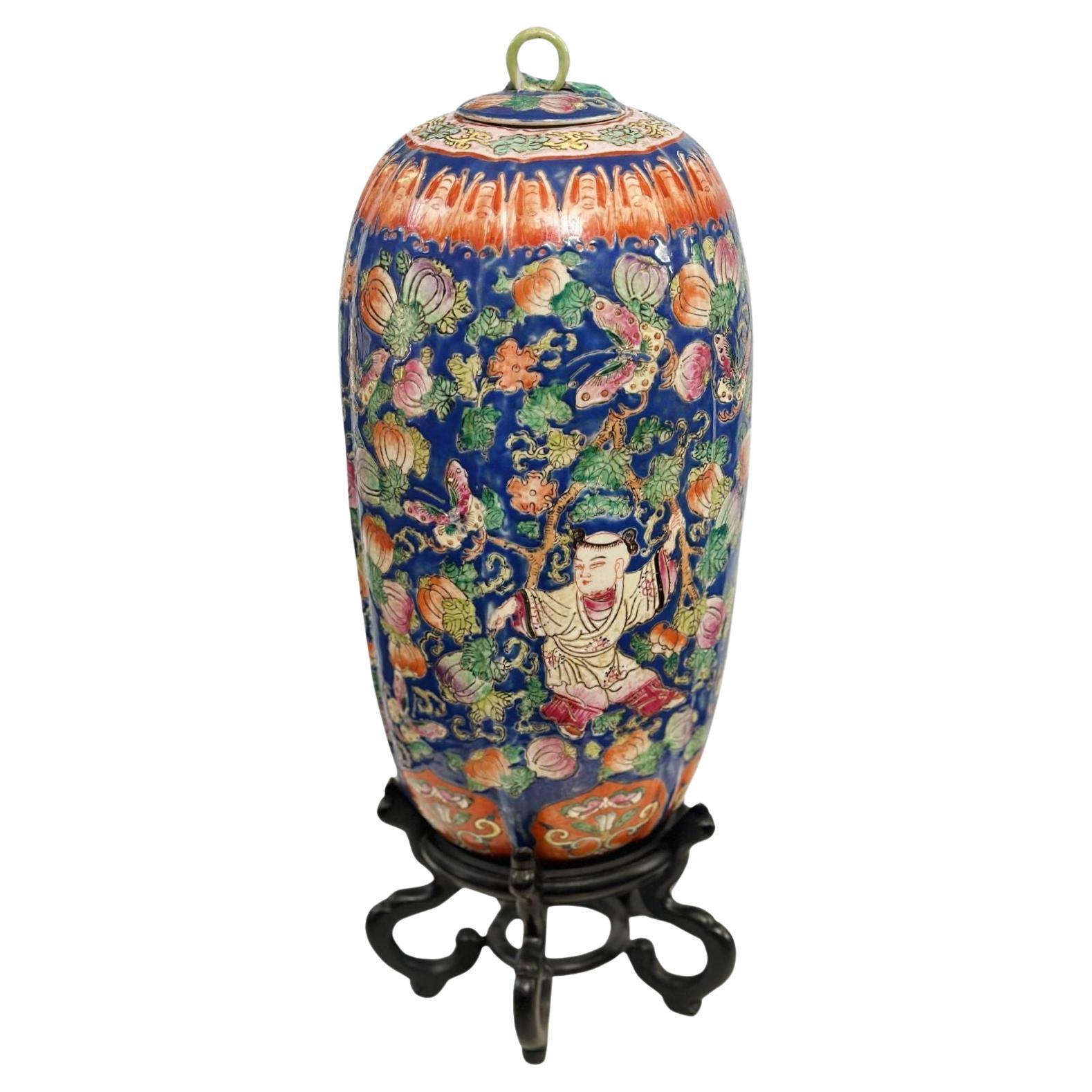 Traditional Chinese Famille Rose Enamel Vase, c. 1900
s