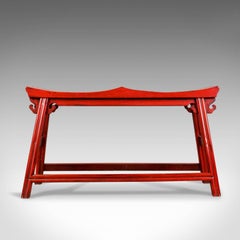 Traditional Chinese Two-Seat Bench, 20th Century, Red, Lacquer