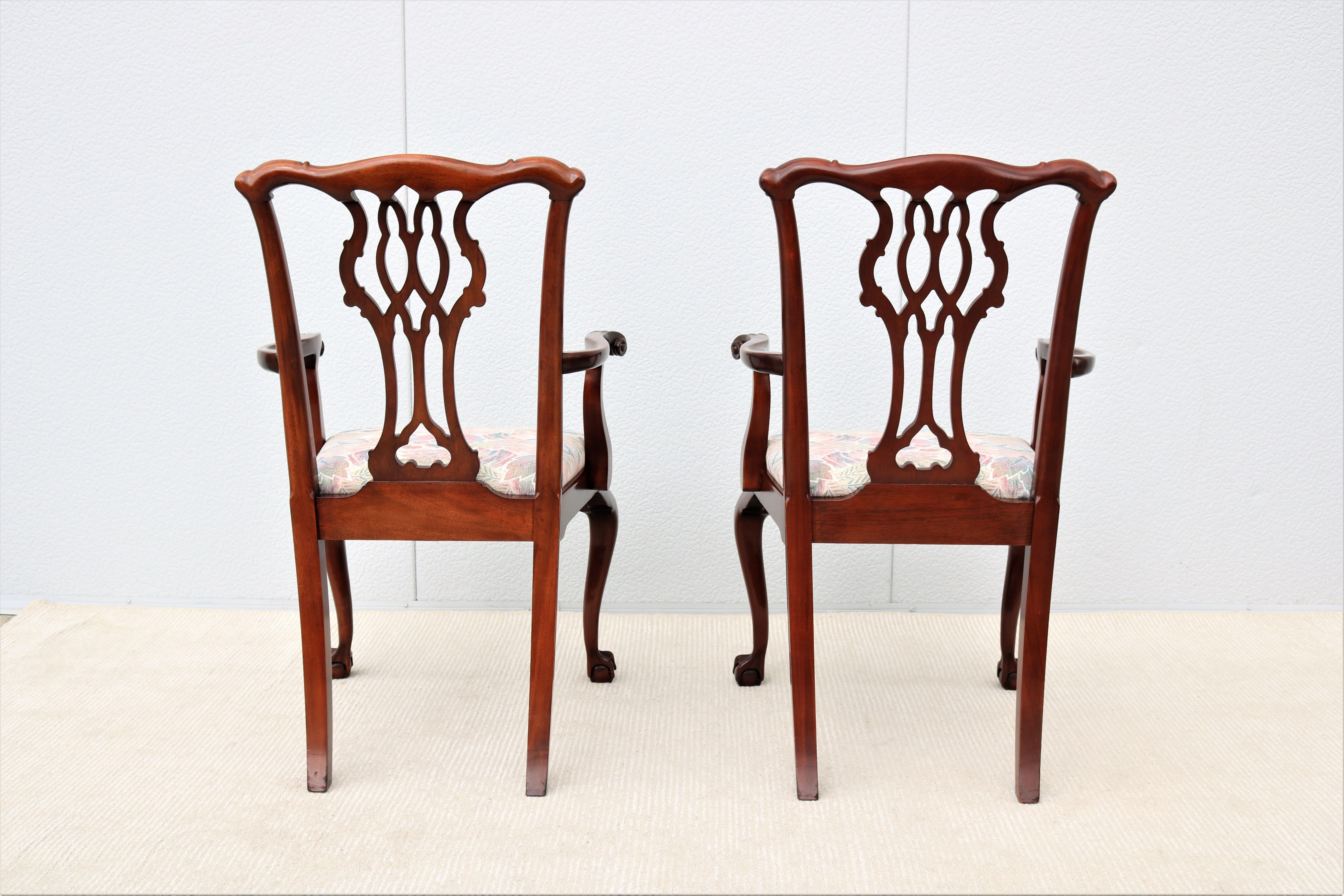 Traditional Classic Chippendale Style Mahogany Armchairs by Councill - a Pair For Sale 6