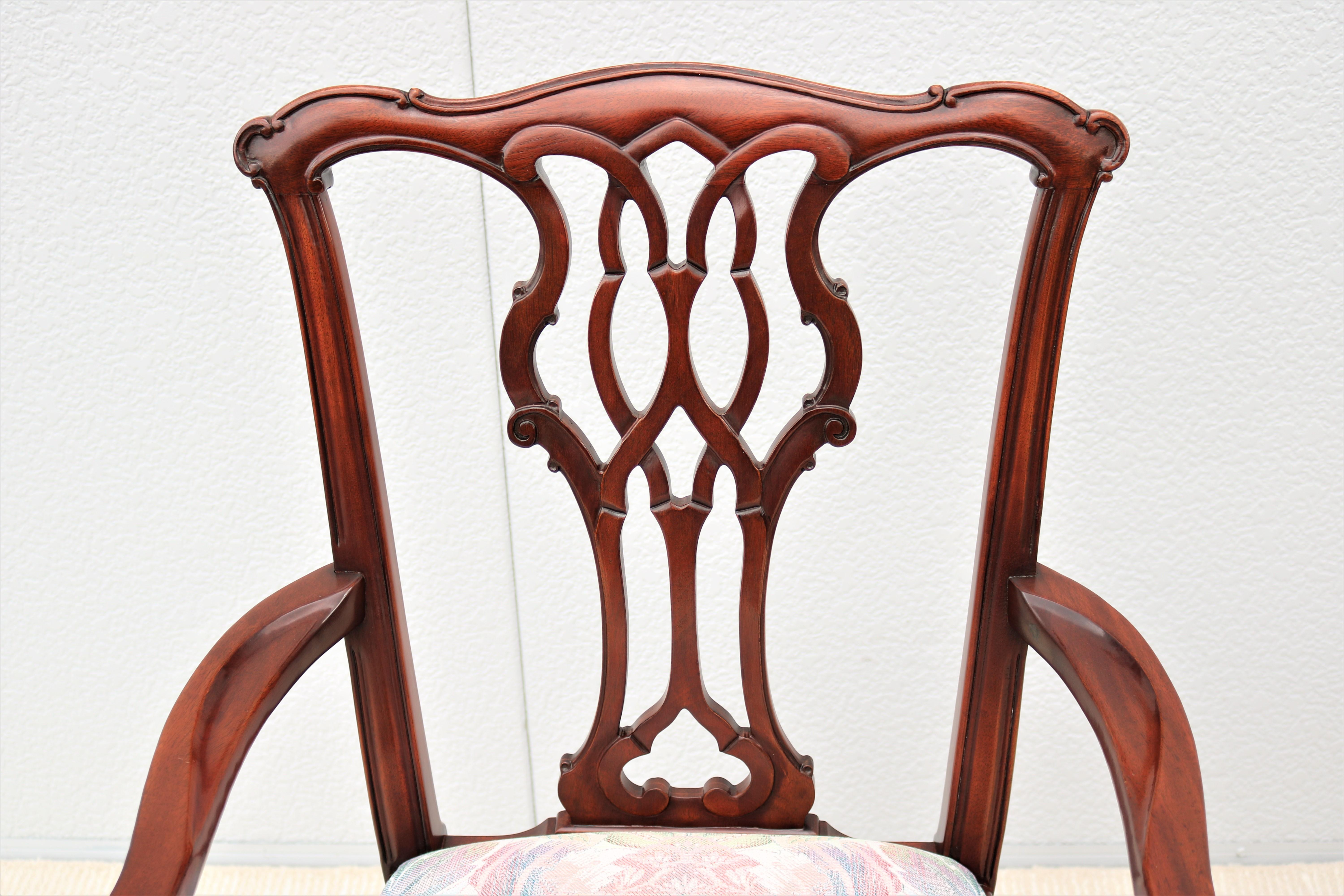 Traditional Classic Chippendale Style Mahogany Armchairs by Councill - a Pair For Sale 11